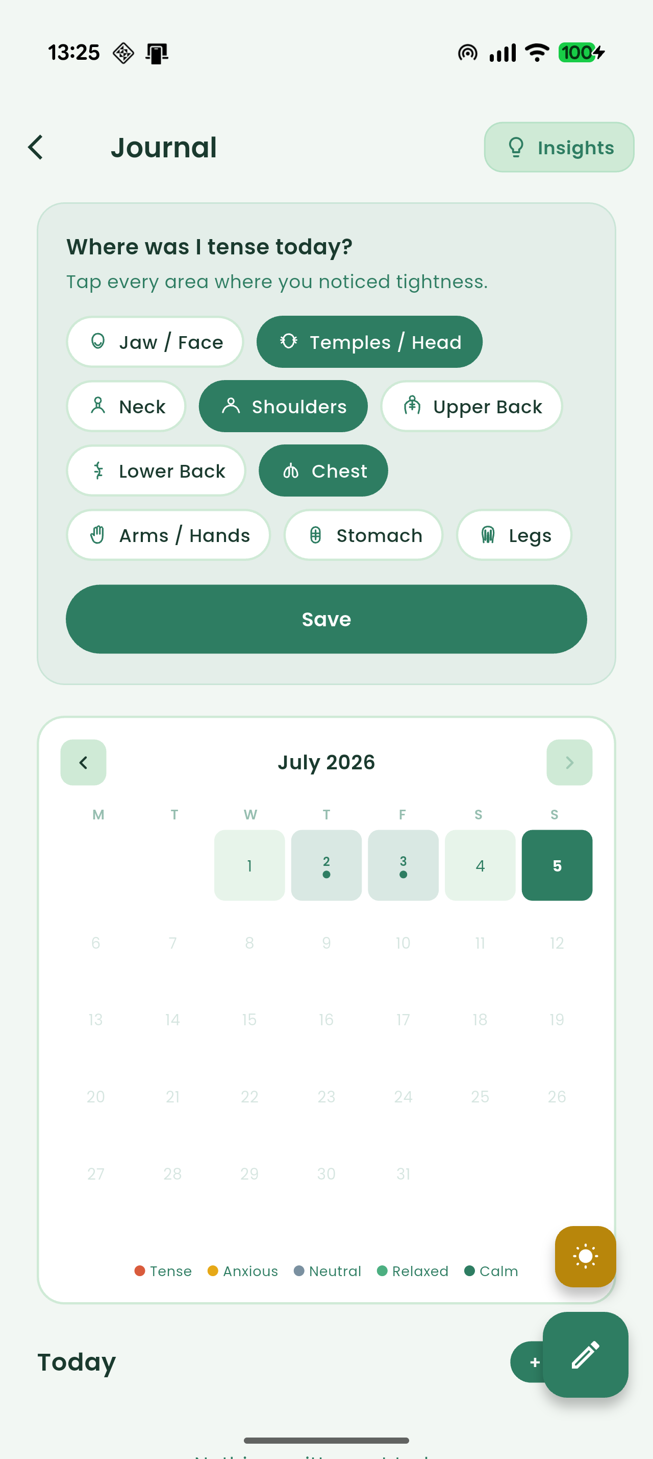 Relexa journal with mood calendar